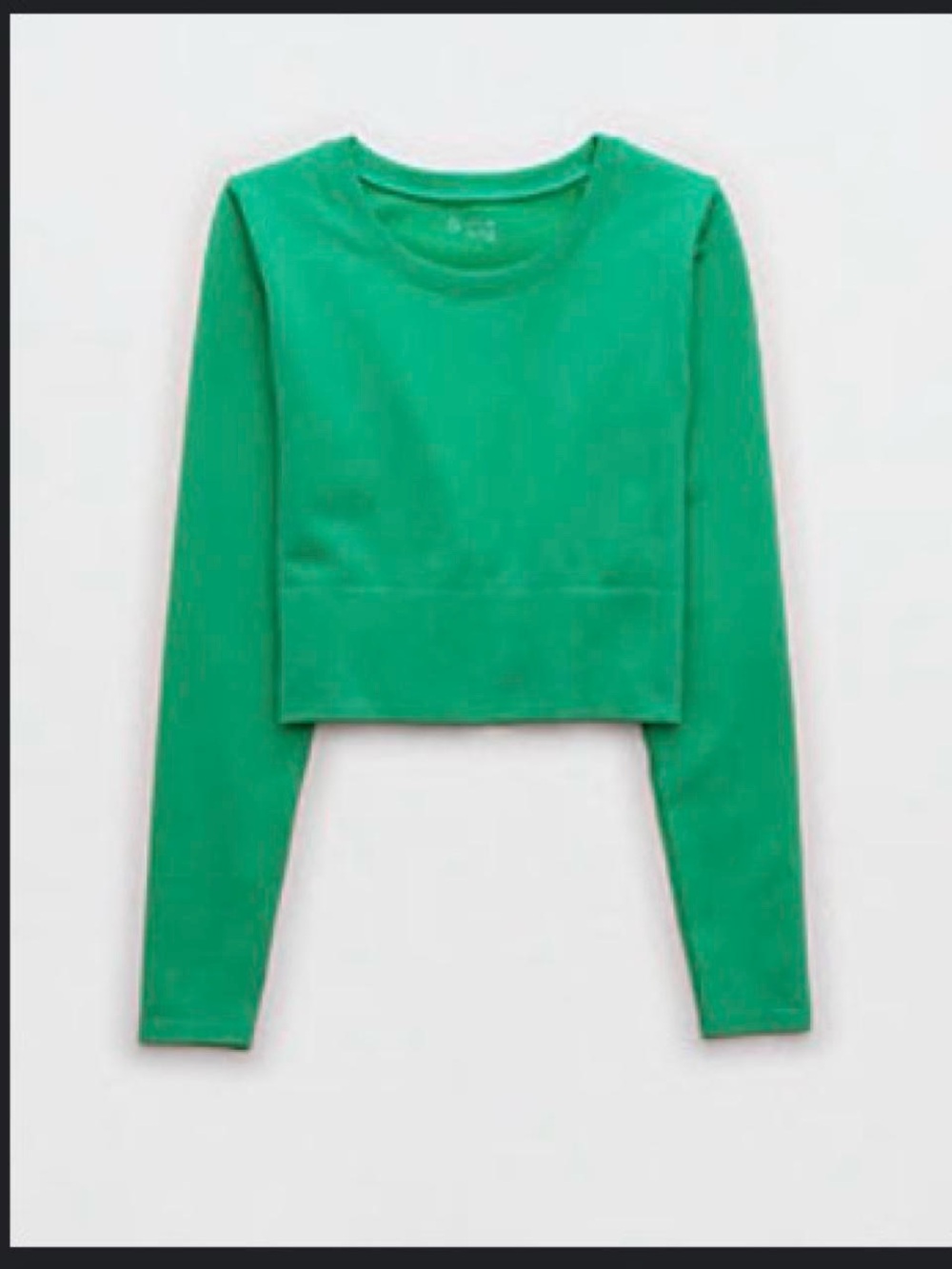OFFLINE By Aerie Sidewalk Seamless Long Sleeve Cropped T-Shirt in Green Dazzle